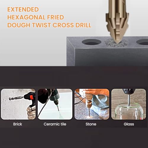 Serplex® 14PCS Alloy Steel Carbide Drill Bits for Ceramic Tiles Glass Marble Concrete 3 4 5 6 8 10 12mm High Impact 4-Edge Sawtooth Power Hex Shank Hole Opener