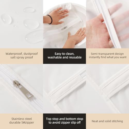 HASTHIP® 5 Pack Clear Garment Bags Clothes Covers Protecting Dust for Storage Plastic 55 Inch Hanging Dress Bag Gowns Long with Full Zipper Suit Closet 2PCS