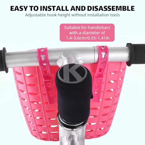 Proberos® Girls Bike Basket Kids Plastic Front Cute Pink Unicorn Adjustable Fastening Strap Design Universal for Bicycle Scooter Tricycles 20x13x15cm 2PCS