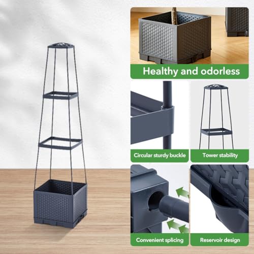 HASTHIP Wooden Plant Stand Indoor Solid Wooden Plant Pot Rack Tiered Plant Shelf for 4 Pot, Potted Stand for Flower Pot Green Pot Assembly Plant Holder Wooden Stand Organzier, No Flower Pot Included