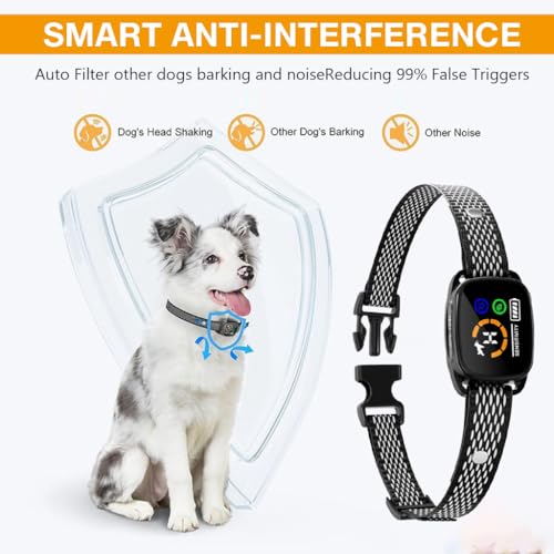 Qpets Dog Training Collar, LCD Display Barking Control Device for Small Medium and Large Dogs No Shock Safe Dog Bark Deterrent Devices with 3 Modes & 6 Adjutable Levels