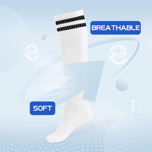 Proberos® Football Sport Compression Sock Shin Guards Set 14 Inches Knee High Socks for Kids 8-18 Old Sweat Absorption Elastic Long Soccer Basketball 3PCS