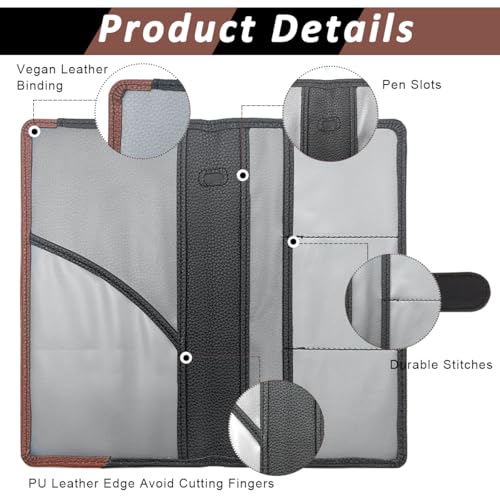 STHIRA® Car Document Holder with Secure Closure Durable Auto Truck Bag Multi Compartment Card Slots Bifold PU Leather Registration and Insurance for Glove Box License Cards 3PCS
