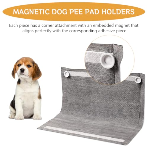 Qpets 2Pcs Dog Pee Pad Holders Magnetic Clips for Dog Pee Pad Self-adhesive Dog Pee Pad Holders Corner Grips Dog Pee Training Pad Grips for Floor, Wall, No Pee Pad