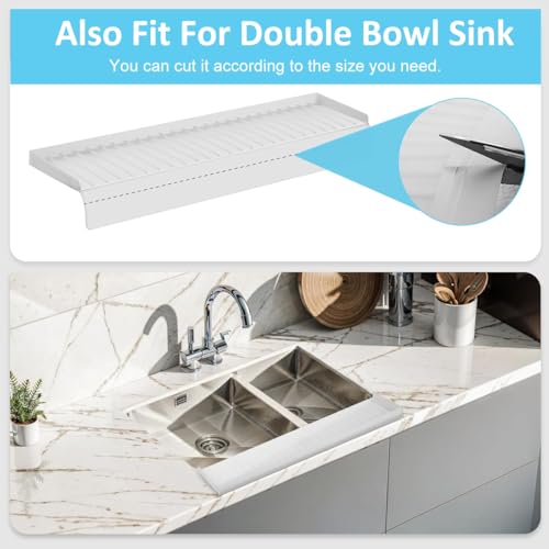 HASTHIP® Silicone Sink Edge Protector Splash Guards Flexible Cuttable Kitchen Countertop Protectors from Scratches Stains Splashes 4x20 inches 3 PCS