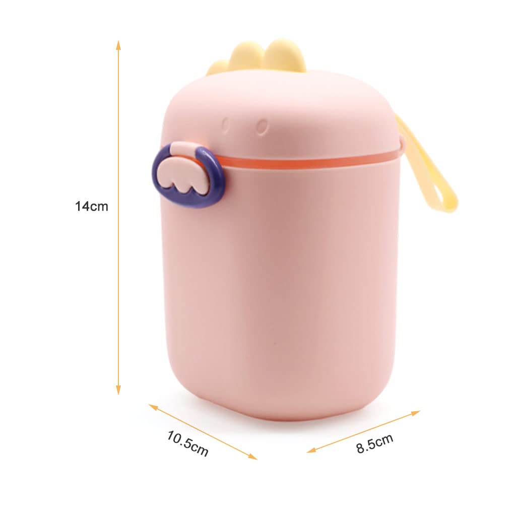 SNOWIE SOFT 300 Grams Baby Formula Dispenser, Portable Milk Powder Dispenser Container with Carrying Handle and Scoop, Foodgrade PP Double Layer Anti-Leak Design for Outdoor Travel Home (Pink)