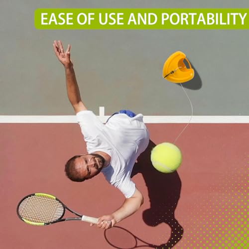 Proberos Tennis Training Rebound Ball, 18.5 Ft Retractable Pull Rope, Easy to Carry, Starters Solo Training Outdoor Sport Tennis Training Kit for Teens, Adults