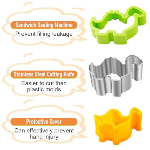 HASTHIP® 66PCS Kid Sandwich Cutter and Sealer Set with Cute Vegetable Molds Cartoon Fruit Fork DIY Homemade Bread Maker Shapes for Kids with Cleaning Brush