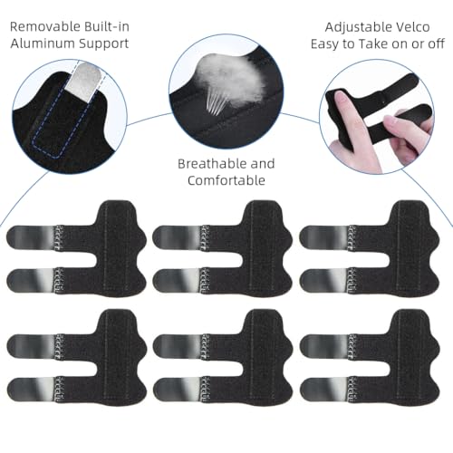 HANNEA® 12PCS Finger Splints Dual Hook and Loop Closure Adjustable Thumb Support Stabilizer Brace for Pain Relief Fractures Ligament Sprains Tendon Injuries Arthritis