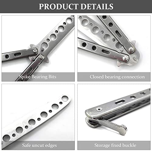 Proberos Butterfly Knives Trainer with O-Ring Latch for Beginner, Children, Butterfly Knives Lover & More, Balisong Trainer with Unsharpened Blade for Practicing Flipping Tricks(Black)
