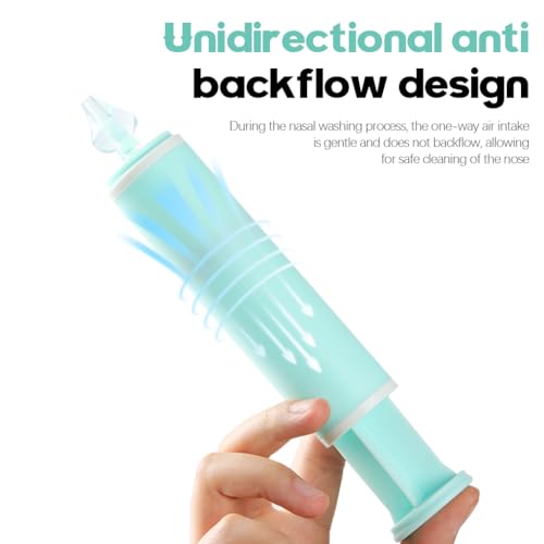 HANNEA® 60ml Nasal Rinser Portable Adult Nose Syringe Cleaner Soft Silicone Nozzle Design Manual Aspirator with Personal Case Green 2PCS
