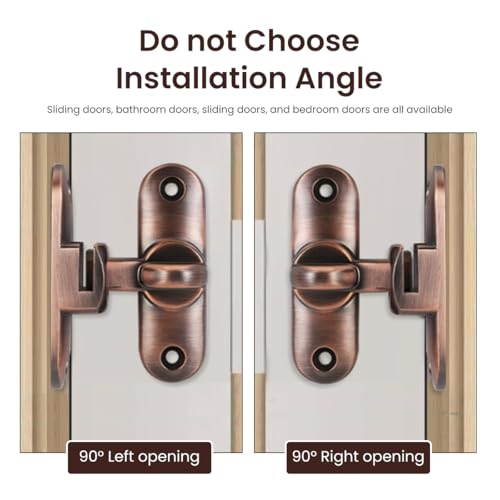 HASTHIP® Door Latch Lock 90 Degree Gate Rugged Zinc Alloy No Drill Security for Closet Cabinet 2PCS