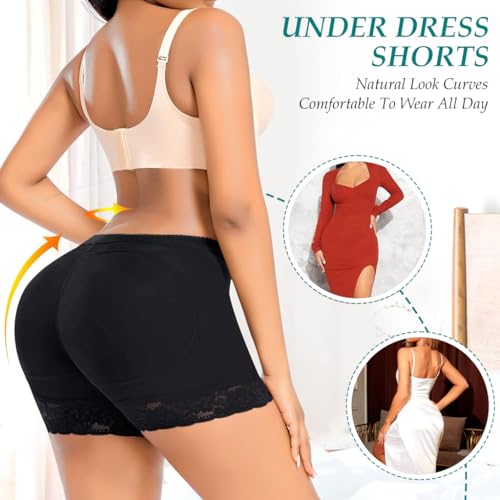 PALAY® Womens Padded Underwear Butt Lifter Panty Invisible Body Shaping High Waist Hip Pad Enhancer Shorts M Black 3PCS