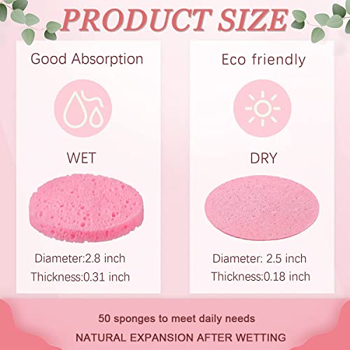 MAYCREATE 50pcs Compressed Facial Sponges for Estheticians, 100% Natural Cosmetic Spa Sponges for Facial Cleansing, Exfoliating Mask