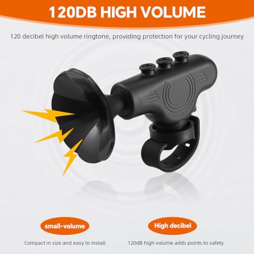 Proberos® Electric Bike Horn USB Retro Mini Trumpet Loud 120dbs 5 Switchable Ringtones Handlebar Honk with Silicone Fastener Strap Riding for Scooter Motorcycle Bicycle 3PCS