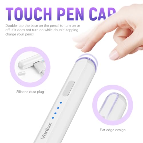 Verilux Universal Stylus Pen for Issued After 2018 iOS & Android Tablets, Tablet Stylus Pen with 4 Tips, No Bluetooth No Palm Rejection Function- Universal Stylus Pen, with Artist Glove