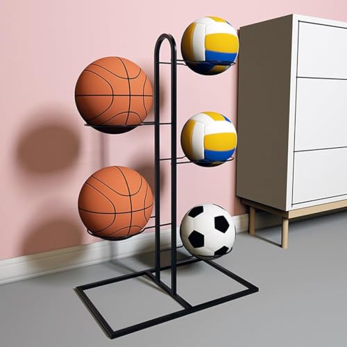 Proberos Basketball Storage Rack, Multi Ball Storage Rack Basketball Holder 25.3 Inches Metal Straight Standalone Ball Storage Organizer Rack for Basketball Football