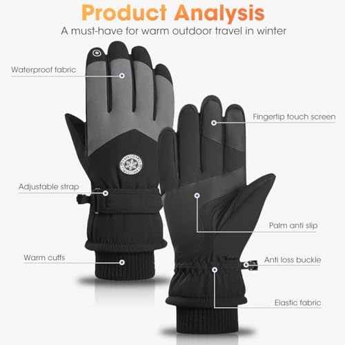 GUSTAVE® Winter Gloves Combo for Men & Women, Polyurethane, Thermal Fleece Lining, Windproof, Splashproof, Touch Screen, Anti-Slip, for Riding, Skiing, Cycling, Hiking, Outdoor Use