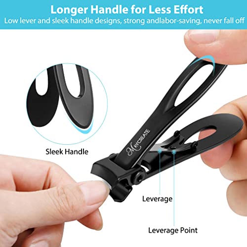 MAYCREATE® Nail Cutter for Men Toe Nail Cutter for Thick Nails Cutting Clipper Trimmer for Women Wide-Opening Sharp Jaws Stainless Steel Large Nail Clippers Set with Nail File 3 PCS