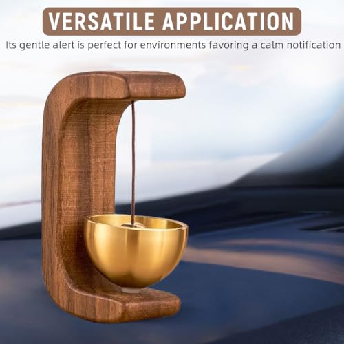 HASTHIP® Wooden Door Chime Beech Brass Bell Dopamine Doorbell for Home Decorative Magnetic Shopkeepers 5x7.5cm 2PCS