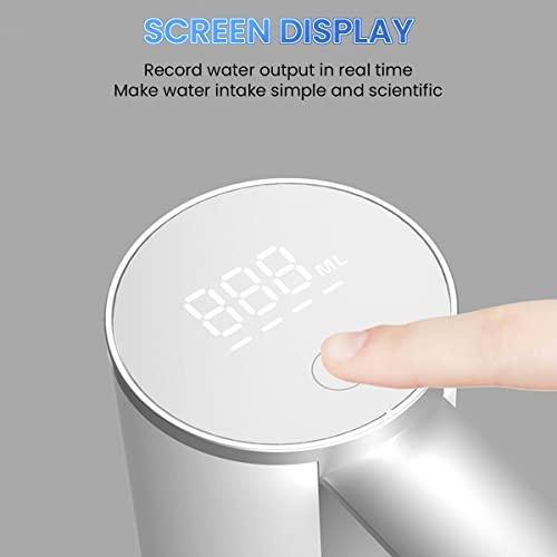 Serplex Rechargeable Automatic Water Pump - Dispenser with Fold Down Spout Universal Water Bottle Pump Dispenser with Digital Display in Milliliters Automatic Water Bottle Pump,White