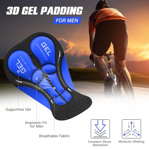 Proberos Men's Cycling Shorts 3D Padded Cycling Pants for Men High Stretchy Sport Pants Breathable Quick Dry Cycling Pants Outdoor Shorts Pants (Size, XL)
