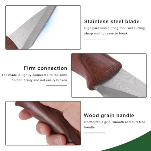 HASTHIP® Grafting Tool & 2 Rolls Grafting Tape-Wooden Handle Stainless Steel Grafting Cutter with Sheath, Portable Gardening Grafting Cutter Grafting Tool for Fruit Trees, Roses, Plants