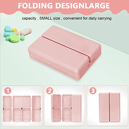 HANNEA® Pill Medicine Organizer Storage Box with 7 Compartments Folding Design Moisture-Proof for Vitamin Pills Supplements Holder Container Pink 3 PCS