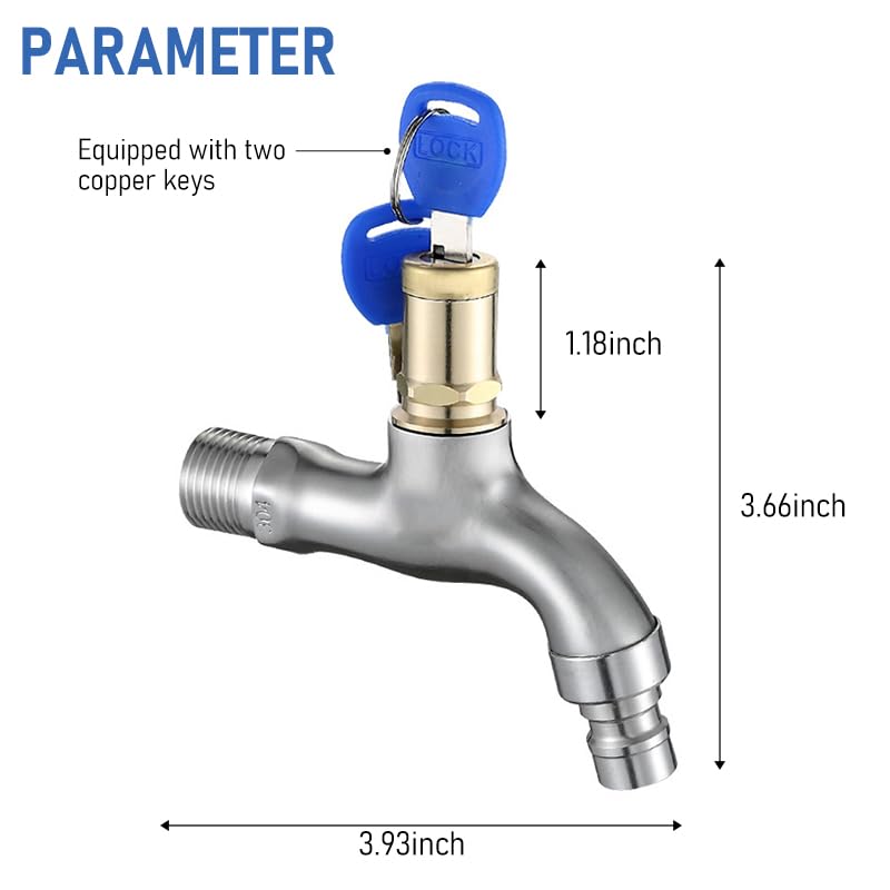 HASTHIP Washing Machine Tap with 2 Copper Keys, 1/2
