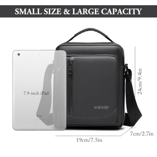 GUSTAVE Sling Bag for Men PU Shoulder Bag Crossbody Bag Small Satchel Bag with Handle Fashion PU Messenger Bag for Commuting, Business Travel, Black