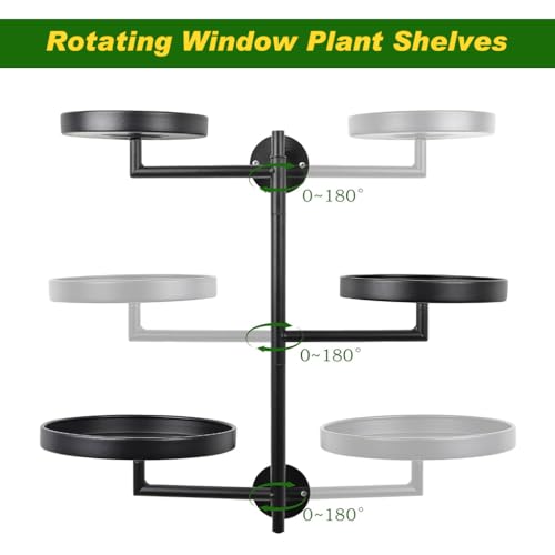 HASTHIP Wall Mounting Plant Pot Shelf Triple Layer Plant Shelf Flower Pot Rotating Arm Designed Indoor Flower Pots Stand Holder Heavy Duty Metal Plant Stand