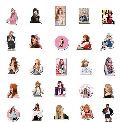 HASTHIP 50 Sheet BLACKPINK Member Lisa Sticker Phone Case Sticker Decorative Stickers for Sketchbook, Laptop, Guitar Sticker, DIY Wall Decoration Sticker