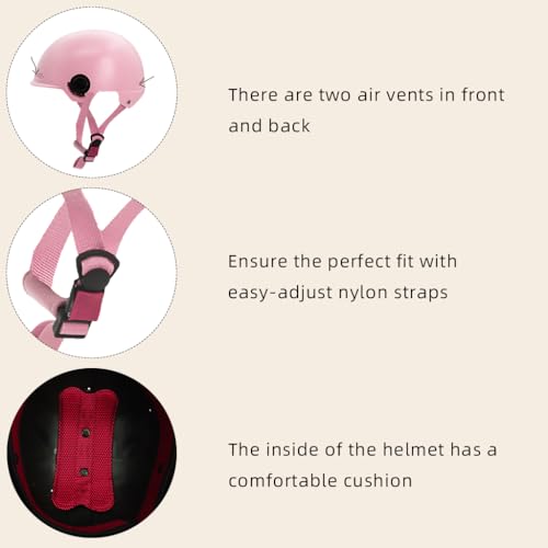 STHIRA Scooter Helmet Cute Helmet for Women Motorcycle Helmet Open Face Helmet with Movable Clear Goggle & Adjustable Chin Strap, Safety Buffer Helmet for Scooter, Motorcycle, Bike(Pink, M Size)