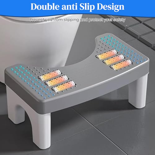 HASTHIP® Foot Massage Squatty Potty for Adults Elders 2 in 1 Bathroom Toilet Stool with 6 Massager Rollers Anti-Slip Bumps Surface 40x21x17cm 3 PCS