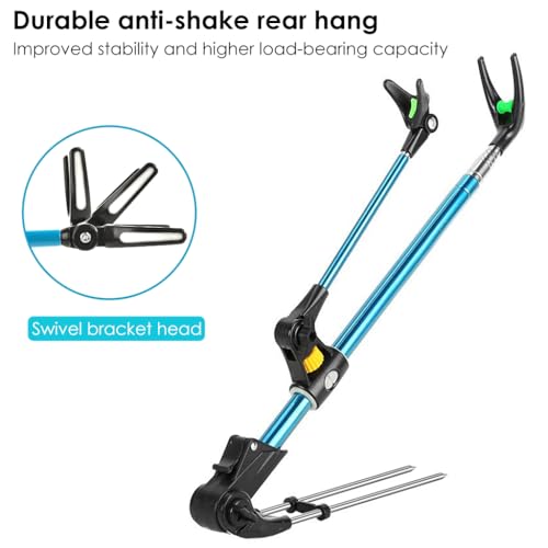 Proberos® 1.7m Retractable Fishing Rod Holder with Ground Nail Bank Set Lake Pole Stand Adjustable Aluminium Support for Lake 2PCS