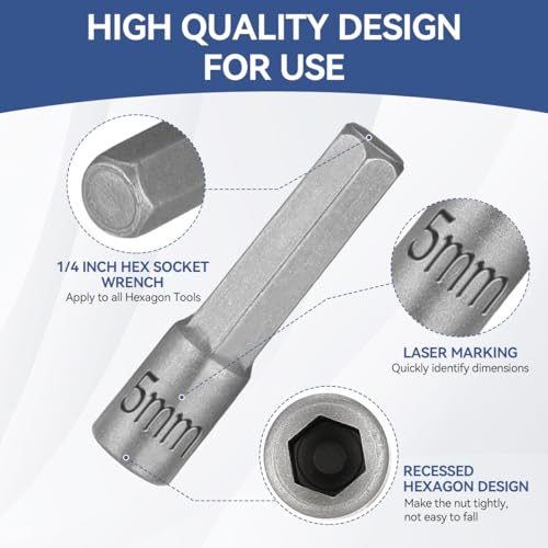 Serplex® 69PCS Power Nuts Driver Drill Bit Tools Set 1/4 Inch Hex Shank Metric Socket Wrench Screw Impact for Electric Drills Screwdrivers