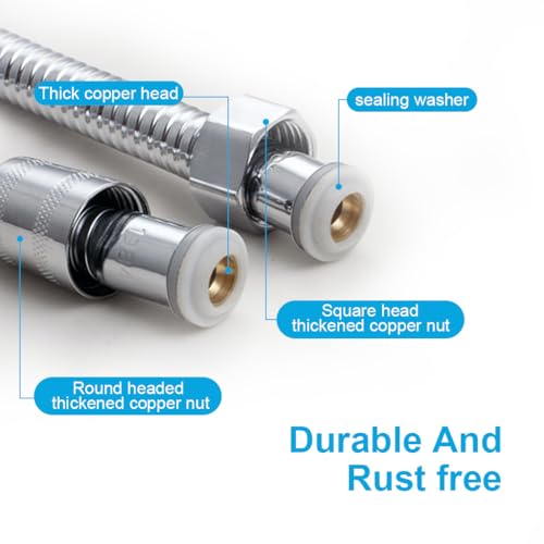 HASTHIP® 2-Piece -59 inch Stainless Steel Metal Hose Inlet and Outlet