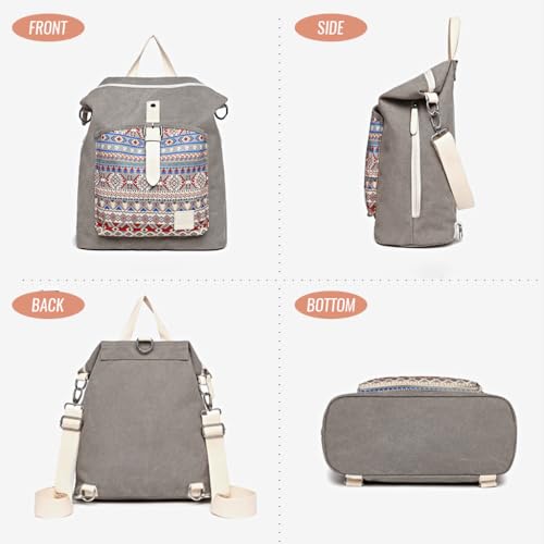 PALAY Women Backpack Canvas Bag Large Handbag with Shoulder Strap Fashion Casual Print Backpack Shoulder Bag Crossbody Bag