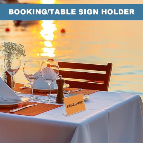 OFIFO® Clear Acrylic Display Stand 30 Pack, 9x6cm L Shaped Sign Holder for Table, Price Tag, Name Card, Menu, Buffet Food Label, Desk Label, Retail, Wedding, Transparent Tabletop Place Card Holder