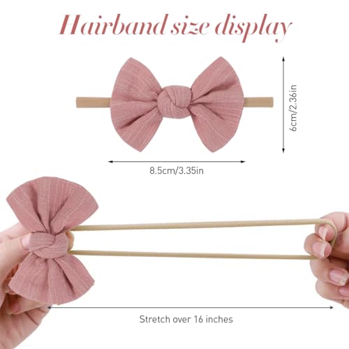 PALAY® 8PCS Bow Headband For Baby Girl Elastic Hair Bands Soft Cute Newborn Infant Toddler Shower Gift Multicolor