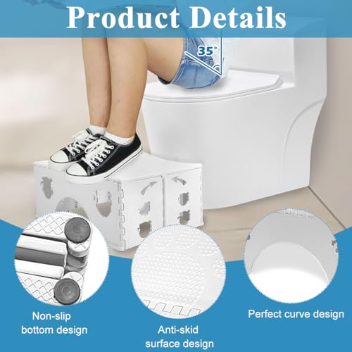 HANNEA® Folding Toilet Squatting Stool, Contour-Fit U-Shaped Stool with Anti-Slip Surface, Portable Bathroom Squatting Chair for Improved Bowl Movement, 45x30x18cm