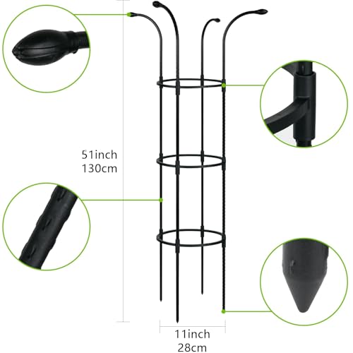 HASTHIP® 51 inch Flower Trellis Climbing Plants Trellis Plant Support Frame Sheathed Steel Pipe Plant Climber Structure 11 inch Dia Garden Trellis for Roses, Morning Glories, Clematis