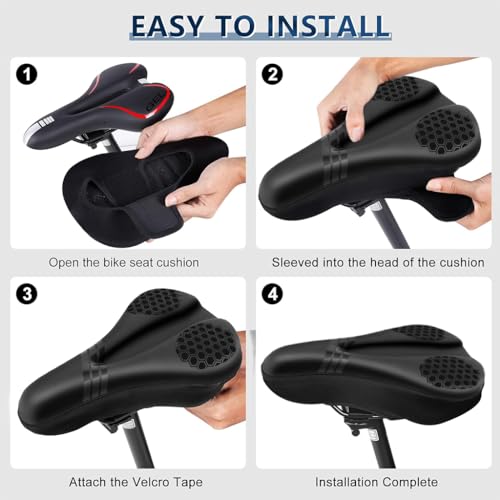 Proberos® Bicycle Soft Saddle Foam Seat Cover Thick Padding Superior Comfort Advanced Gel Cushion Waterproof Anti-Slip for Mountain Road City Bike White 2PCS