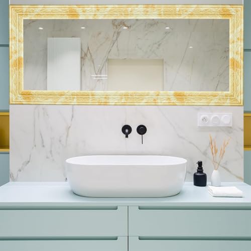 HASTHIP® Peel Stick 3D Foam Molding Trim Self Adhesive Crown Wallpaper Border Flexible Wall Base Moulding Mirror Lines 2.3 M x 7.8 CM Yellow 2PCS