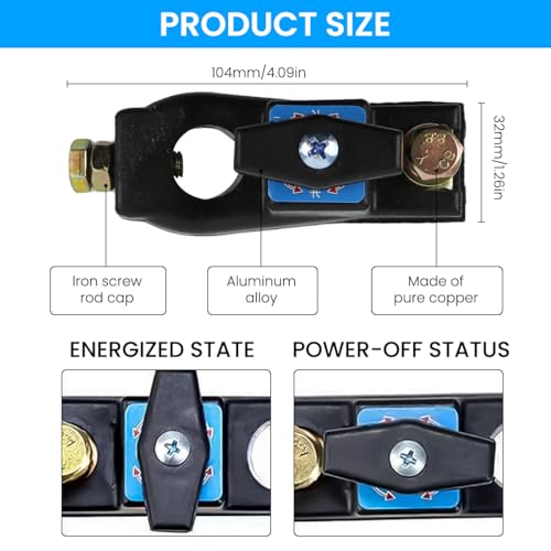 STHIRA® 12/24V Battery Disconnect Mechanical Switch Prevents Drain Maintenance Manual Cut-Off For Vehicles Trucks Motorcycles 8 Way RVs Boats Black 3PCS