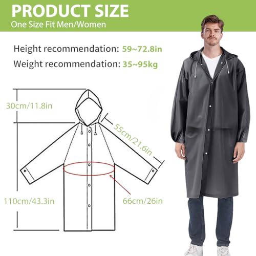 PALAY 2Pcs Rain Ponchos with Hooded for Men Women, Reusable EVA Raincoats Waterproof Rain Coat for Camping, Hiking, Music Festival, Outdoor Activities