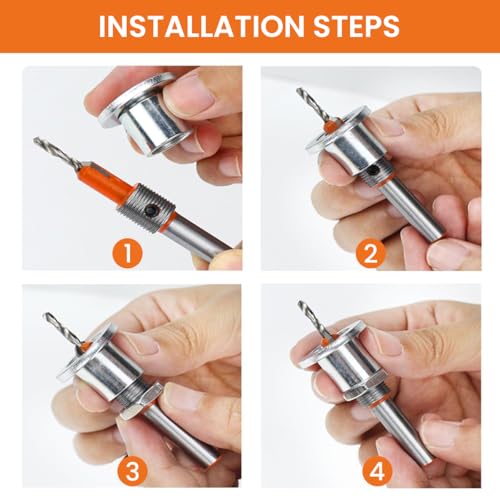 Serplex® 15PCS Carbide Tipped 90 Degree Countersink With Adjustable Low Friction Depth Stop Multifunctional Round Shank Bore Woodworking Drill Bit Taper Counterbore Tools