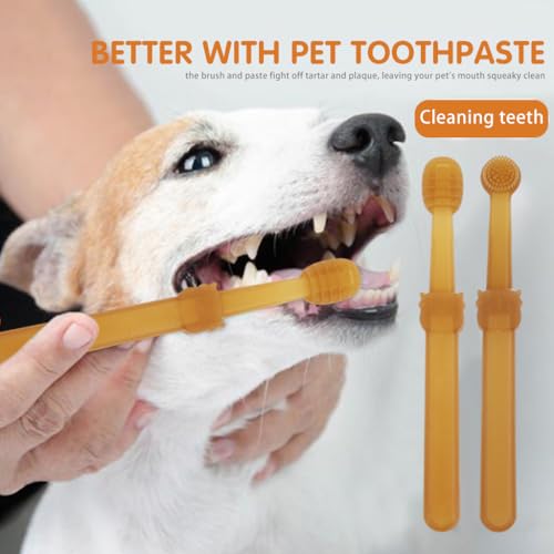 Qpets® 6PCS Dog Toothbrush with Tongue Scraper for Dogs Puppies Cats Small Pets Soft Silicone Pet Toothbrush for Easy Teeth Cleaning Massaging Soothing Gums Fresh Breath with Storage Box