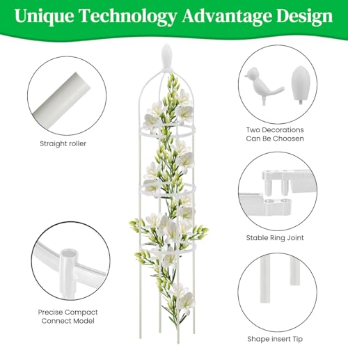 HASTHIP® Garden Plant Support for Climbers - Obelisk Trellis for Climbing Plants - 120CM Plastic Creeper Plant Support - DIY Adjustable Plant Climber Support for Clematis, Climbing Roses, Tomato, Ivy 2 PCS