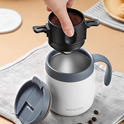 HASTHIP® Filter Coffee Maker Double Mesh Pour Over Food Grade Stainless Steel Plastic Dripper Paperless Foldable Fit Most Cup Keep Flavour Easy Use Clean 3PCS